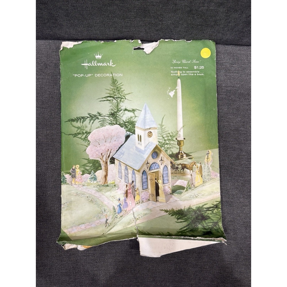 Vintage Hallmark Pop Up‎ Paper Decoration Spring Church Scene 1960s Litho Japan
